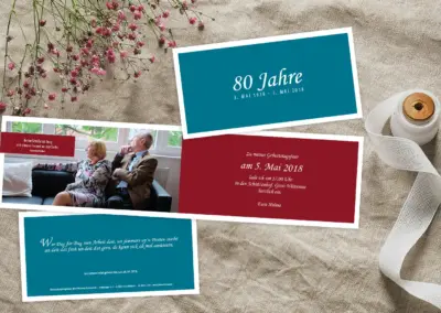 Individuelle Gestaltung für eine Einladungskarte zum 80. Geburtstag